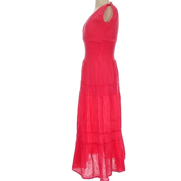 Felicité pink Cotton Gauze Smocked Midi Dress Size M - Picture 4 of 8